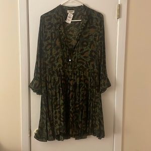 Zadig & Voltaire Ranil Leopard Print Long Sleeve Fit+Flare Dress Small